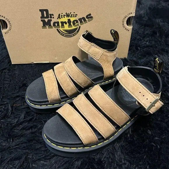 DR MARTENS Blaire brown leather gladiator sandals shoes women’s 7 new - Picture 1 of 8